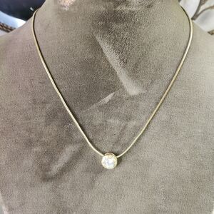 Nadri Gold Necklace with Round CZ Solitare Pendant Necklace